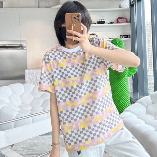 人気No1ルイヴィトン Tシャツ 本物 Demier 半袖 ピクセル チェッカーボード 1A9XPQ