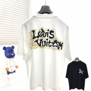 目を惹くカラールイヴィトン エスカルプリンテッドTシャツ 本物 2色 vui20578