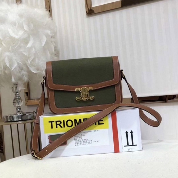【即発】【セリーヌ ショルダーバッグ 本物】ミディアム トリオンフバッグ テキスタイル 191242CD315KZ