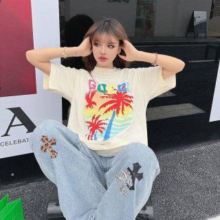 一目惚れグッチ ヤシ コットン Tシャツ 本物 guo68402 一目惚れグッチ ヤシ コットン Tシャツ 本物 guo68402