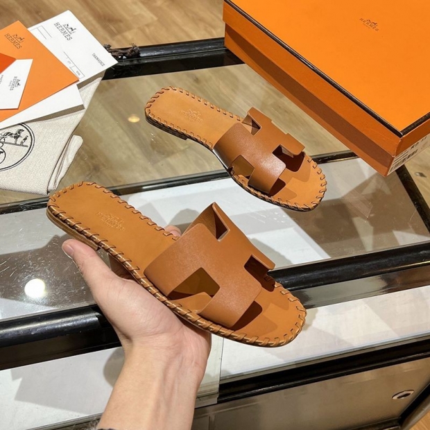 争奪戦送込エルメス Oran sandal 本物 オラン レザー＆キャンバス サンダル erd09296