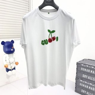 稀少グッチ チェリープリント Tシャツ 本物 ブルー コットン gup86838