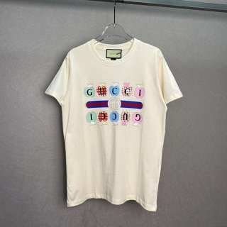 人気No1 グッチ コットン Tシャツ 本物半袖 ロゴ gud69063