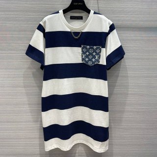人気No1ルイヴィトン 本物 ストライプモノグラムポケットワンピース vup07704