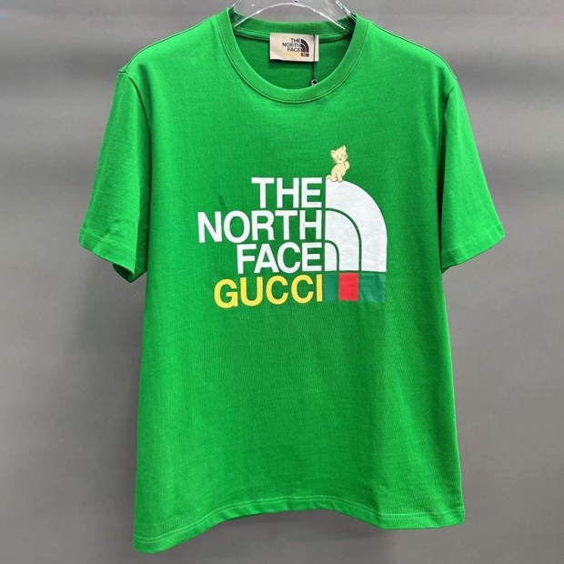 稀少グッチ x ノースフェイス 本物 コラボ 半袖Tシャツ guk37972