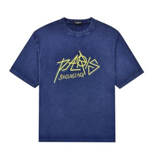 送料込【バレンシアガ】ParisロゴプリントTシャツ 本物☆Medium Fit baz44066