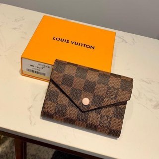 ルイヴィトン 財布 本物 ポルトフォイユ ヴィクトリーヌ ダミエ エベヌ ミニ財布 M61700