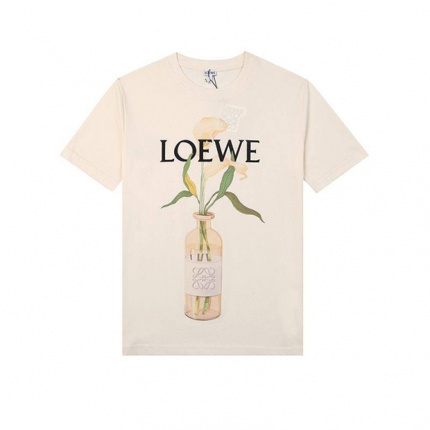 希少色 ロエベ Tシャツ 本物 アナグラム ブローチプリント 半袖 loa31475