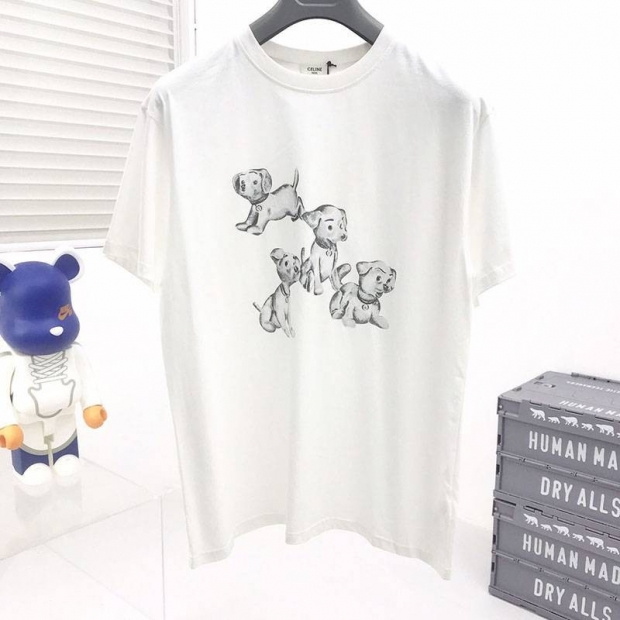 最安値挑戦セリーヌ アーティストプリント ルーズTシャツ 本物 / コットン ホワイト Cec61526