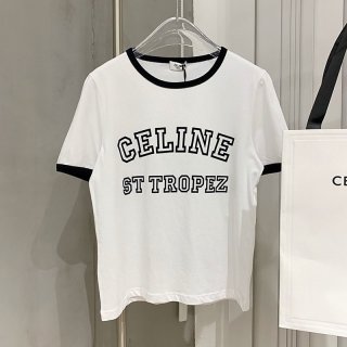 新作 大人気 セリーヌ サントロペコットンフロックTシャツ 本物 2X774501F