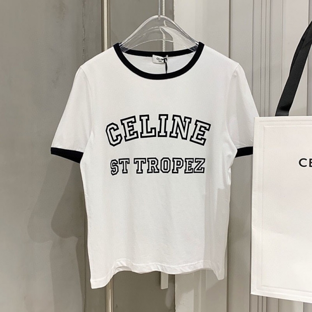 新作 大人気 セリーヌ サントロペコットンフロックTシャツ 本物 2X774501F