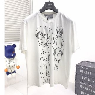 人気急上昇ロエベ×千と千尋の神隠し 本物 千尋 エンブロイダリー Tシャツ (コットン) S928Y22X03