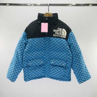 ☆超人気☆グッチ×ノースフェイス 本物◆コラボ ダウンジャケット GG ロゴ gus93379