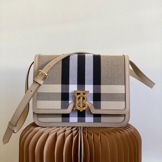 可愛いバーバリー ショルダーバッグ 本物ミディアムキャンバス レザー TBバッグ Bah90264 可愛いバーバリー ショルダーバッグ 本物ミディアムキャンバス レザー TBバッグ Bah90264