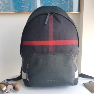 最安値挑戦バーバリー リュック 本物 チェック柄キャンバス麻 レザーリュック Bab04295