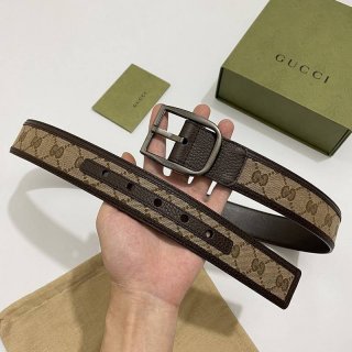 大人気!グッチ キャンバスGG柄 本物ベルトダークブラウン 4cm幅 gup85969 大人気!グッチ キャンバスGG柄 本物ベルトダークブラウン 4cm幅 gup85969