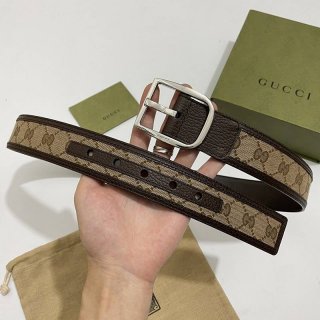 稀少 グッチ 本物キャンバスGG柄ベルトダークブラウン 4cm幅 449716 稀少 グッチ 本物キャンバスGG柄ベルトダークブラウン 4cm幅 449716