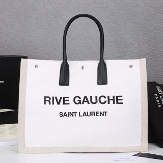 定番【サンローラン トートバッグ 本物】リヴゴーシュ コーテッドリネントートバッグ Sac89785