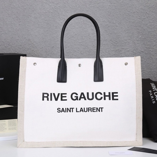 定番【サンローラン トートバッグ 本物】リヴゴーシュ コーテッドリネントートバッグ Sac89785