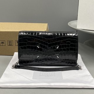 入手困難メゾンマルジェラ 本物 クロコダイルプリントレザー チェーン ウォレット ショルダーバッグ Mak68036