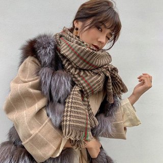人気No1 グッチ 千鳥柄 本物 カシミヤスカーフ gut16749