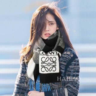 可愛いロエベ 本物 ロゴストライプ スカーフ (カシミヤ) lov97443