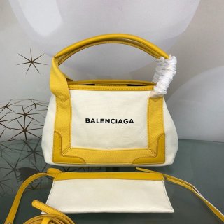 セール新作バレンシアガ ネイビーカバス 本物 XS トート ベージュ×イエロー bav70474
