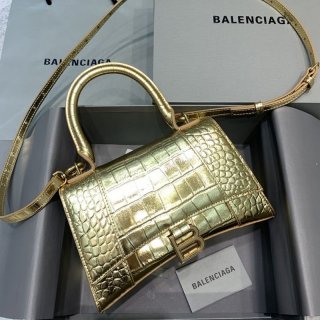 送料込バレンシアガ 本物 クロコダイル型押し*HOURGLASS ハンドルバッグ S ban64547