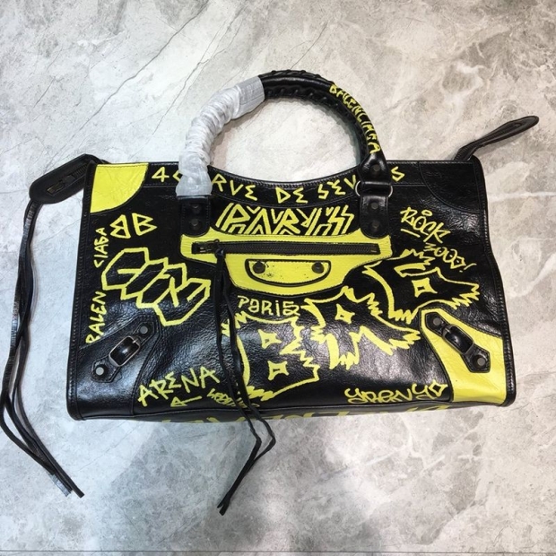 バレンシアガ シティM ハンドバッグ 本物 グラフィティ クラシック bad62919