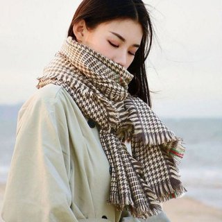 希少色 グッチ 千鳥柄 カシミヤスカーフ 本物 guv66998