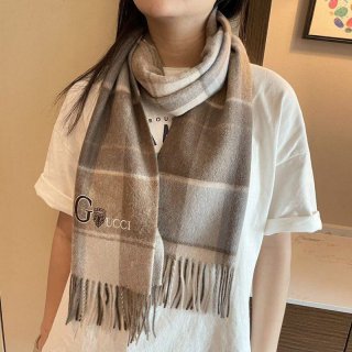 21AW新作 グッチ チェック カシミヤ スカーフ 本物 gud08540