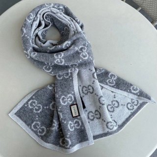 【日本未発売】グッチ GGジャカード 本物 ウール スカーフ gub34637