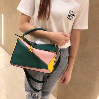 一目惚れロエベ パズルバッグ 本物 トリカラー ショルダーバッグ lou58814
