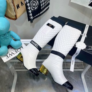 可愛い【履き心地の良い】シャネル ダウン ハイ ブーツ 本物 shj50058