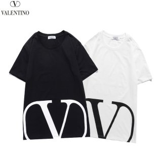 関税込ヴァレンティノ Tシャツ 本物 VLTN コットンロゴ Tシャツ 2色 Vua65573