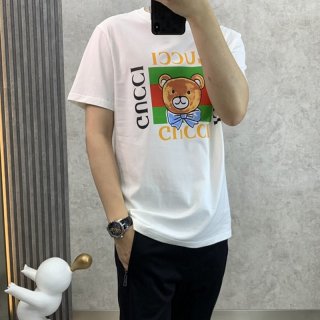 可愛い グッチ コットン Tシャツ 半袖 本物ロゴ guv10858