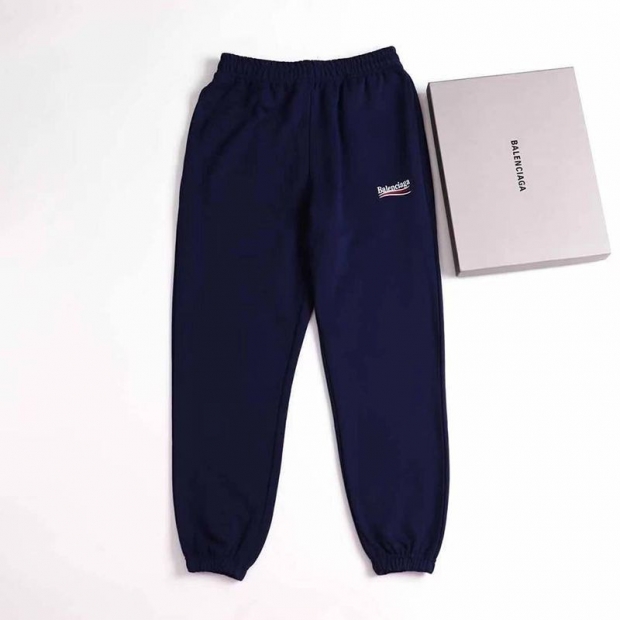 送料込バレンシアガ Political Campaign Sweat パンツ 本物★カーリーフリース　ブルー bak12802