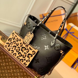 【即発】ルイヴィトン トートバッグ 本物 ネヴァーフル MM アニマル レオパード M45856