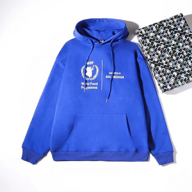 欲しい超限定バレンシアガ 本物 WFP フーディ ブルー パーカー bap42067