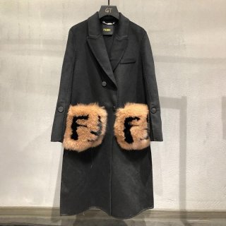 追跡付き(フェンディ) ウール コート ファーポケット本物 貴女の装いをより一層美しく彩る fem93858