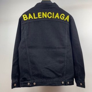 争奪戦バレンシアガ ロゴ刺繍 デニムジャケット 本物 ブラック bay18842