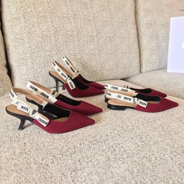 可愛いジャディオール 本物 スリングバックパンプス★レッド テクニカルファブリック deg28457