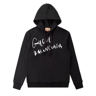 グッチ×バレンシアガ 本物 ブラック ロゴ コットン パーカー guq23810 グッチ×バレンシアガ 本物 ブラック ロゴ コットン パーカー guq23810