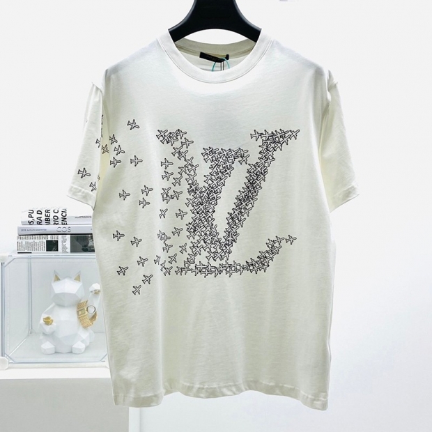 21AWルイヴィトン Tシャツ 本物 エンドゴール クルーネック ロゴTシャツ vua76043