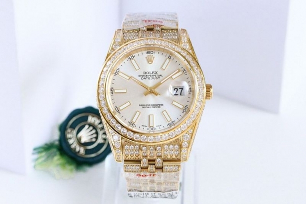 人気No1 ロレックス 本物 時計 デイトジャスト 41MM ホワイト ダイヤモンドベゼル 18K roo38140