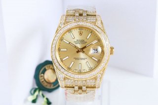 春もの新作 ロレックス 時計 本物 デイトジャスト 41MM シャンパン ダイヤモンドベゼル 18K roz21973