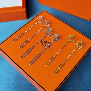 エルメス ファランドール 本物 18K ローズゴールドピアス 3色 H219592B00