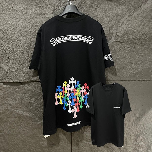 完売必至 クロムハーツ スクロール マルチカラー カラフル クロス Tシャツ 本物 Kuv70305