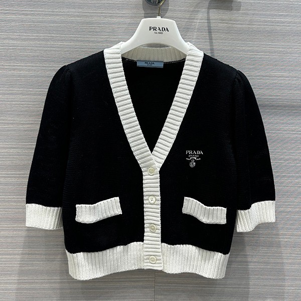 ★日本!!人気！プラダ 本物 クロップド コットン カーディガン puq39962