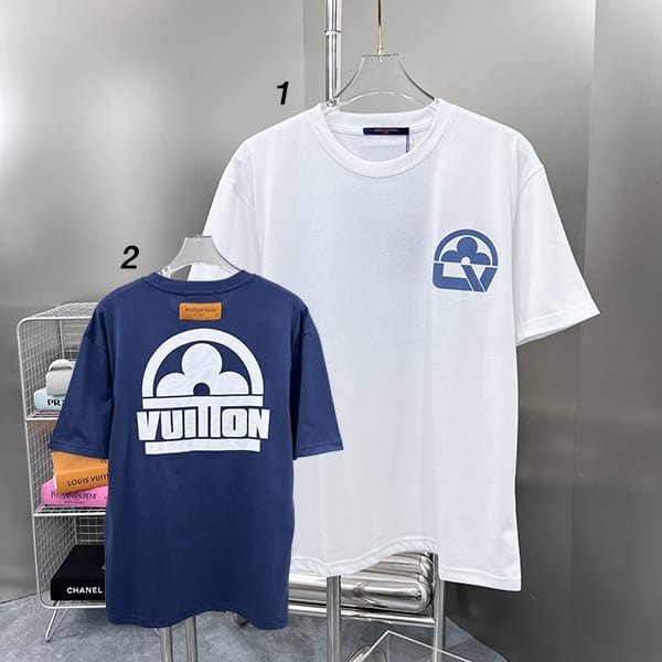 速達発送ルイヴィトン 本物 コットンショートスリーブ クルーネック Tシャツ 2色 vuk57916